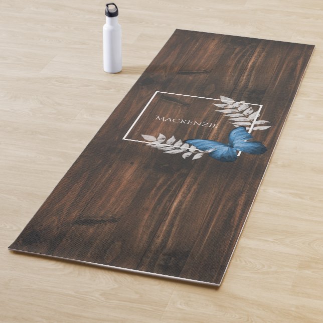 Tapis De Yoga Papillon bleu rustique Yoga Mat (En situation)