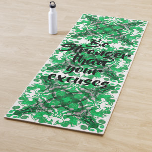 Tapis De Yoga Papillon psychédélique de mandala vert abstrait