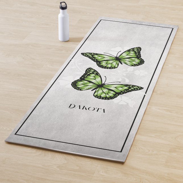 Tapis De Yoga Papillon vert Fleur Yoga Mat (En situation)