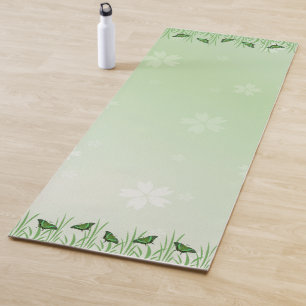 Tapis De Yoga Papillon vert sur vert clair - romantique