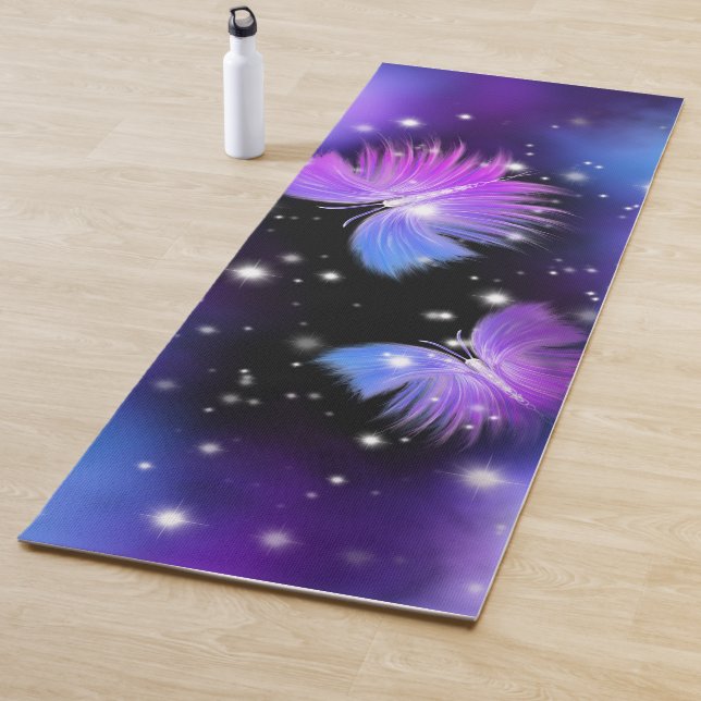 Tapis De Yoga Papillons de l'Imaginaire spatial Cosmique (En situation)