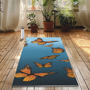 Tapis De Yoga Papillons Monarch Ombre Bleu
