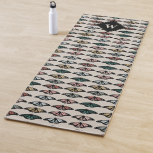 Tapis De Yoga Papillons neutres modernes Monogramme Motif de jar