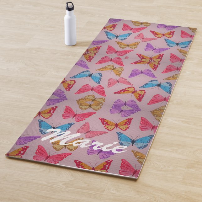 Tapis De Yoga Papillons volants colorés (En situation)
