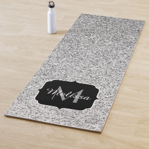 Tapis De Yoga Parties scintillant argent scintille Monogram