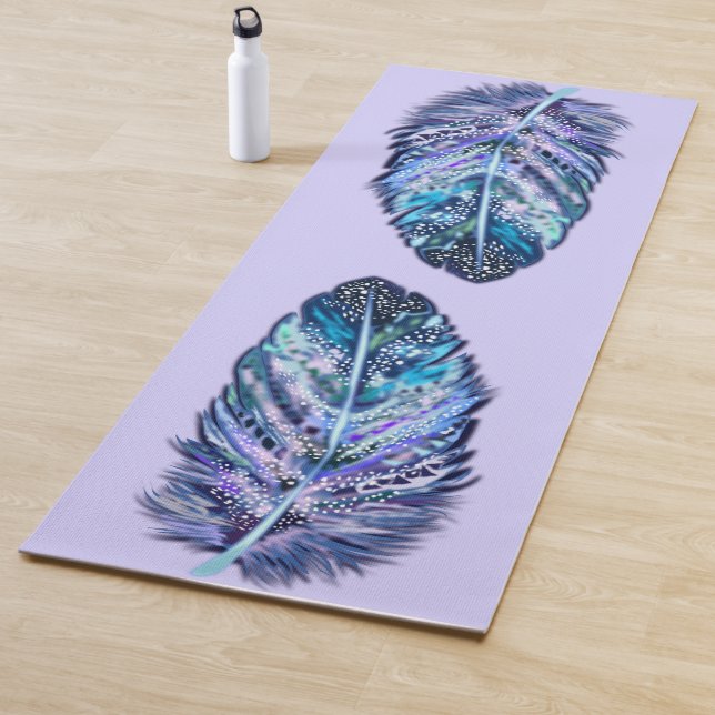 Tapis De Yoga Parties scintillant Plumes Bleues Yoga Mat (En situation)