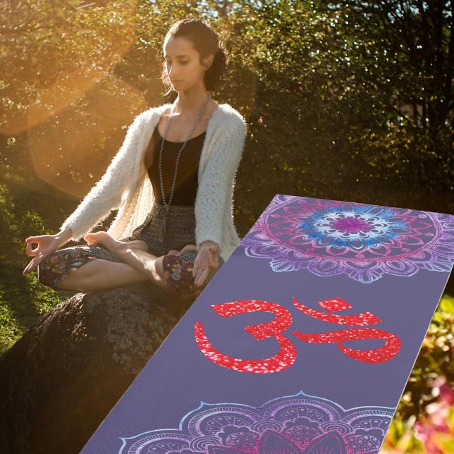 Tapis De Yoga Parties scintillant rouge violet Om Mandala (Créateur téléchargé)