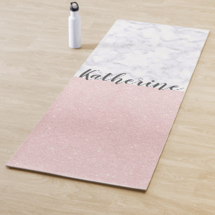Tapis De Yoga Parties scintillantes roses girly élégantes d'or