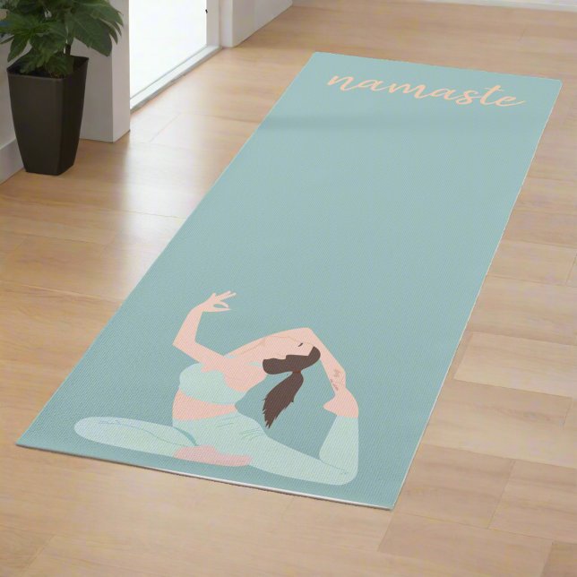 Tapis De Yoga Pastel Blue Women Exercice Poses Namaste Yogi (Créateur téléchargé)
