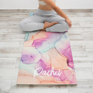 Tapis De Yoga Pastel Colors Encre d'alcool Motif Abstrait