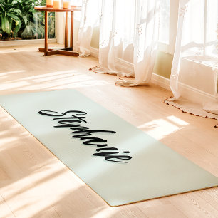 Tapis De Yoga Pastel Menthe Et Personnalisation Simple En Noir