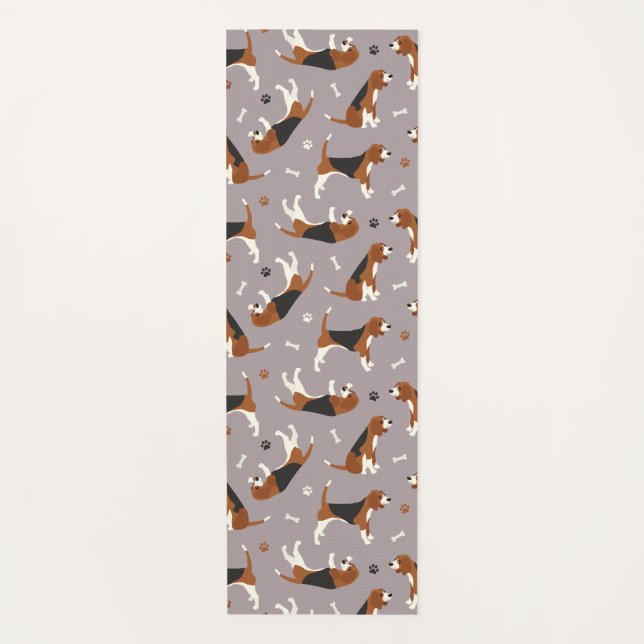 Tapis De Yoga Pâtes et os Beagle mignons Gris (Devant)