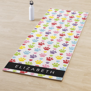 Tapis De Yoga Paws Colorés, Motif Paw, Paws Chiens, Votre Nom