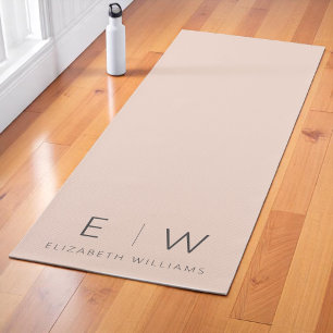 Tapis De Yoga Peach Elegant Moderne Minimaliste Nom Monogramme