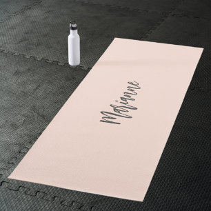 Tapis De Yoga Peach personnalisation nom écriture grise