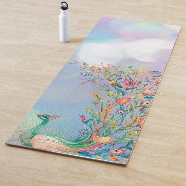 Tapis De Yoga Peacock bleu rose Yoga Mat (En situation)