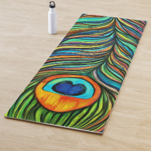 Tapis De Yoga Peacock Colorful Peacock Firebird Peather Peather