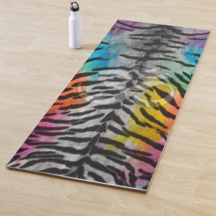 Tapis De Yoga Peau de tigre de nuit psychédélique Imprimer