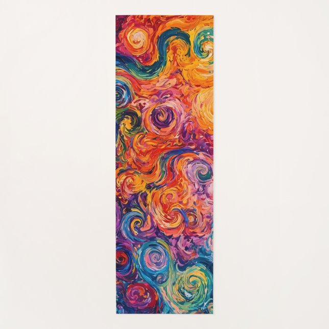 Tapis De Yoga Peinture à l'huile de tourbillons psychédélique (Devant)