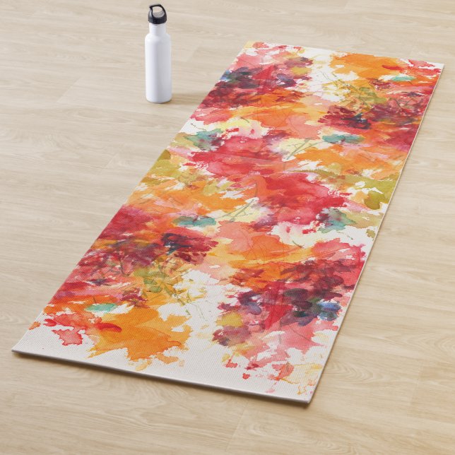 Tapis De Yoga Peinture Abstraite d'aquarelle orange brillante (En situation)