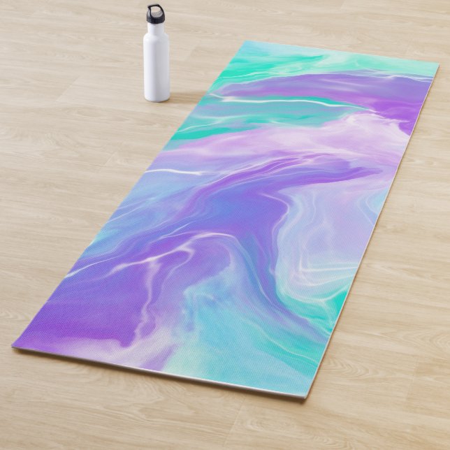 Tapis De Yoga Peinture numérique Abstraite en marbre violet (En situation)