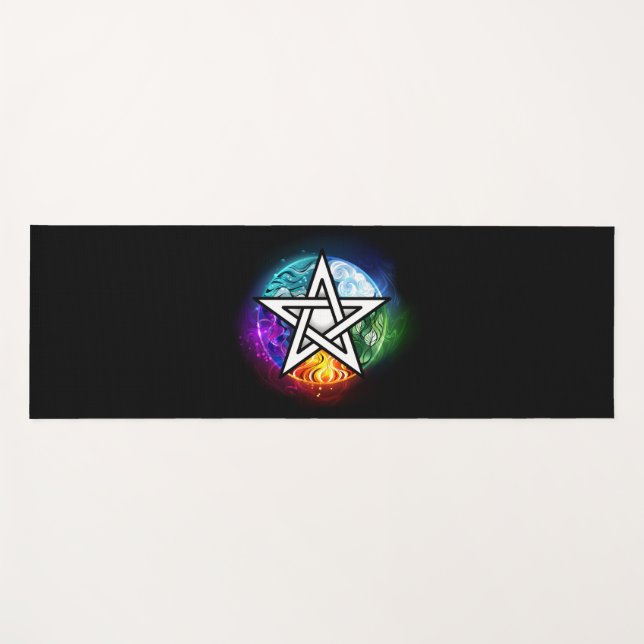 Tapis De Yoga pentagramme du Wiccan (Devant (Horizontal))