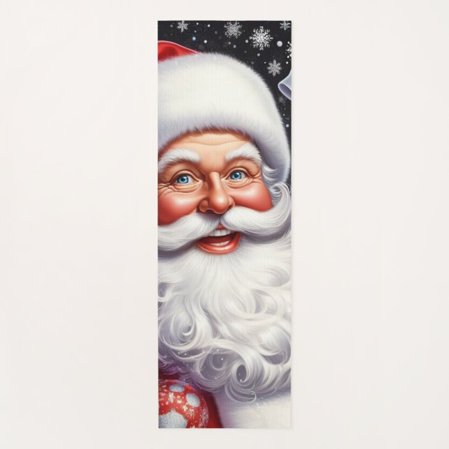 Tapis De Yoga Père Noël classique avec présent & ornements (Devant)