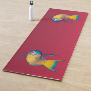Tapis De Yoga Perroquet - Dessin Abstrait - Découpé d'une photo 
