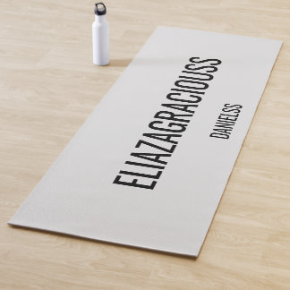 Tapis De Yoga Personalize Cute Name Chic Grey Black Professional