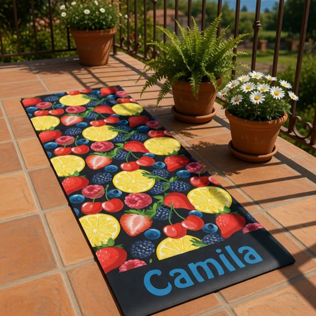 Tapis De Yoga Personalized Berries & Citrus Pattern  (Créateur téléchargé)