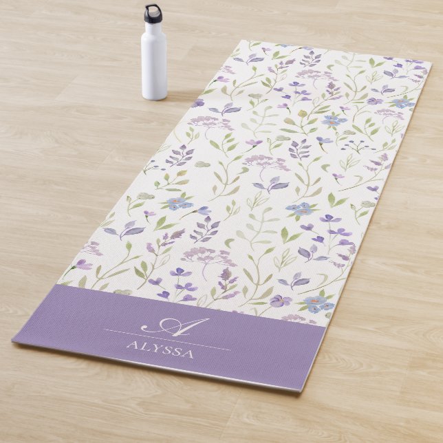 Tapis De Yoga Personalized Purple Floral Yoga Mat (En situation)