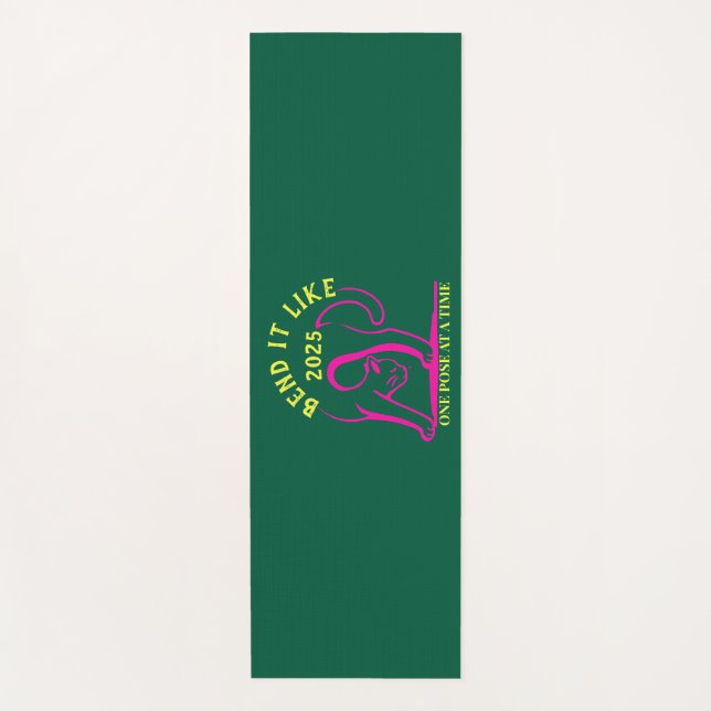 Tapis De Yoga Personnalisable "Plier comme 2025" Yoga Cat (Devant)
