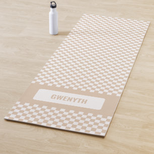 Tapis De Yoga Personnalisé À damiers lumière neutre double fa