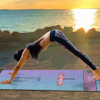 Tapis De Yoga Personnalisé bleu violet Mandala Motif Lotus Zen K