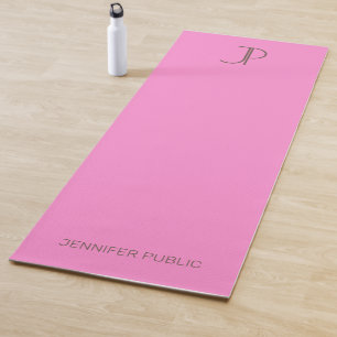 Tapis De Yoga Personnalisé Élégant rose Monogrammé tendance