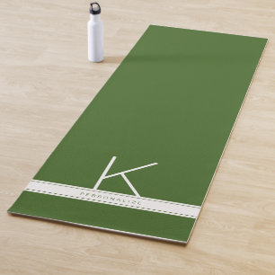 Tapis De Yoga Personnalisé Initial Vert Blanc Moderne Simple