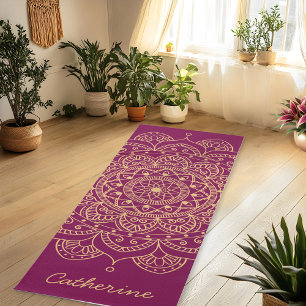 Tapis de Yoga Personnalisé Mandala Couleur Or