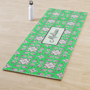 Tapis de Yoga Personnalisé Mandala Vert Citron