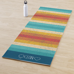 Tapis De Yoga Personnalisé Monogramme Coloré Divisé