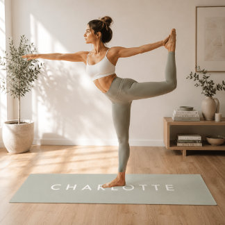Tapis de Yoga Personnalisé Vert Sauge Moderne