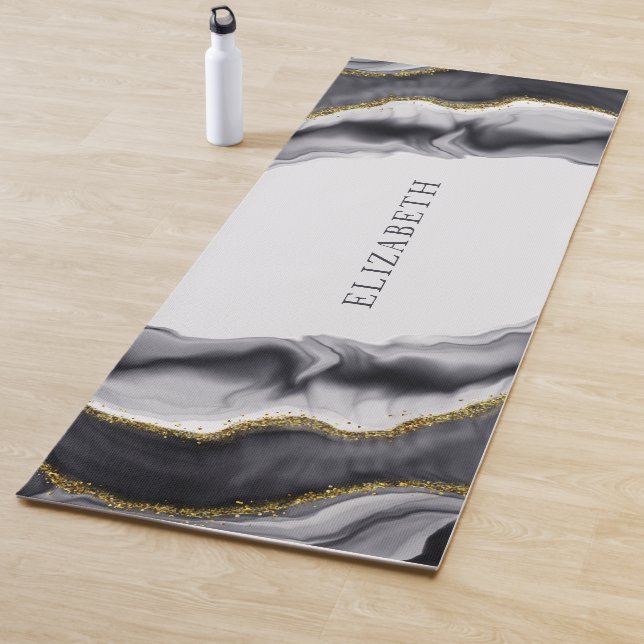 Tapis De Yoga Personnaliser Marble Black Gold (En situation)