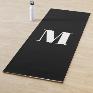 Tapis De Yoga Personnaliser monogramme initial noir blanc