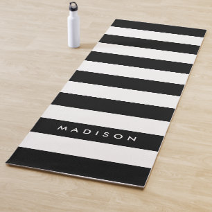 Tapis De Yoga Personnalisez avec les rayures noires et blanches