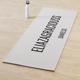 Tapis De Yoga Personnalisez Nom Mignon Chic Gris Noir Profession