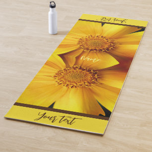 Tapis De Yoga Pétales Fleur Jaune Et Centre Personnalisé