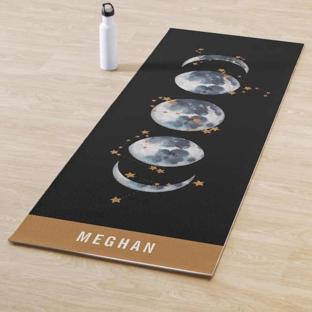 Tapis De Yoga Phase de la lune étoilée céleste | Black (En situation)