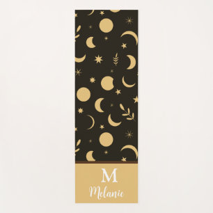 Tapis De Yoga Phases de la Lune de Boho d'or monogrammée