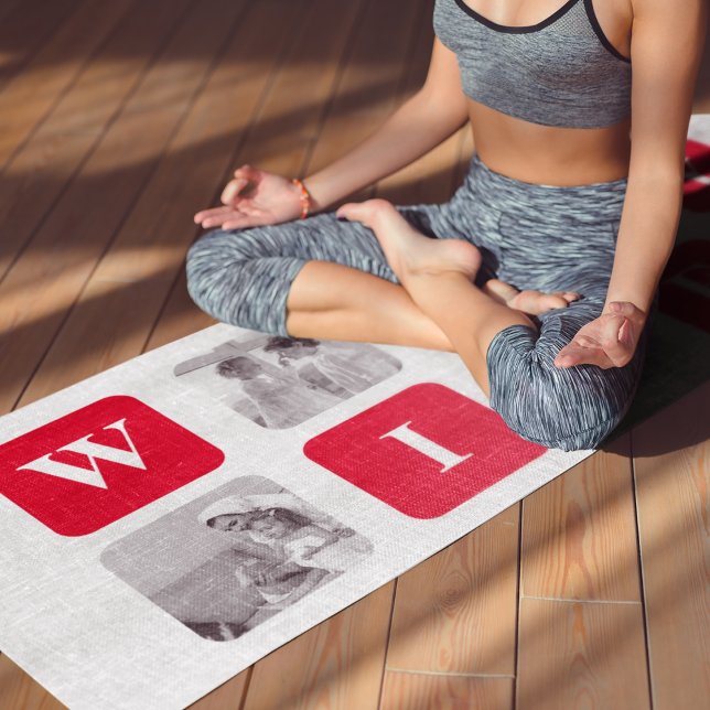 Tapis De Yoga Photo Collage Moderne & Cadeau Rouge Pour Lovely W (Créateur téléchargé)