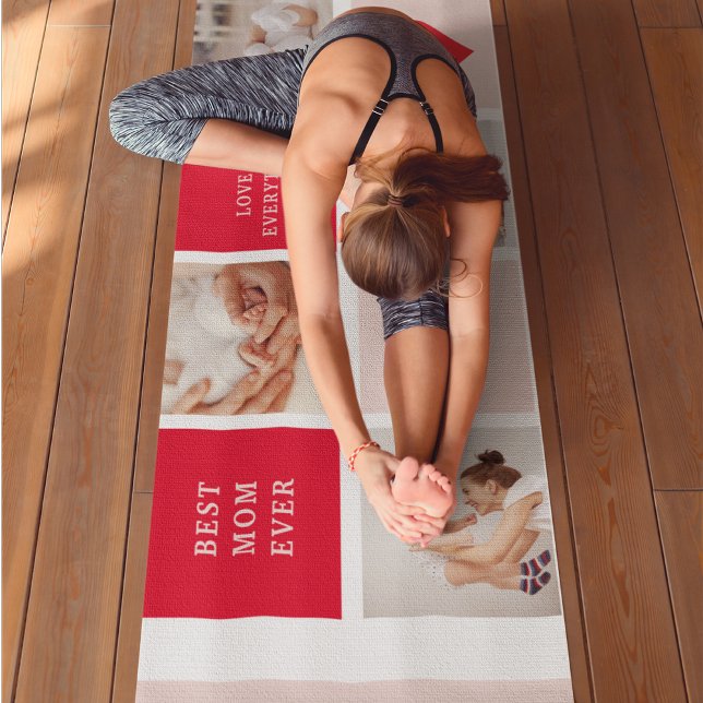Tapis De Yoga Photo Rouge et rose Meilleure mère Ever Venin (Créateur téléchargé)