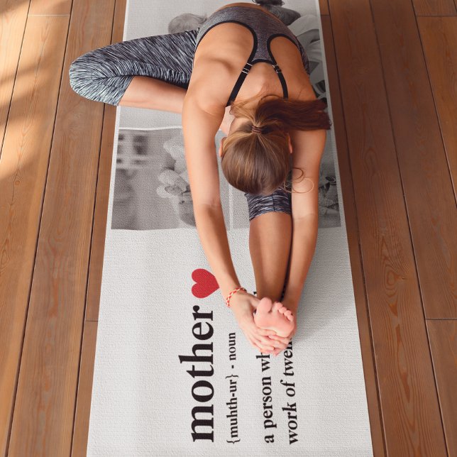 Tapis De Yoga Photo & Texte Moderne Coeur Rouge Mère Cadeau (Créateur téléchargé)